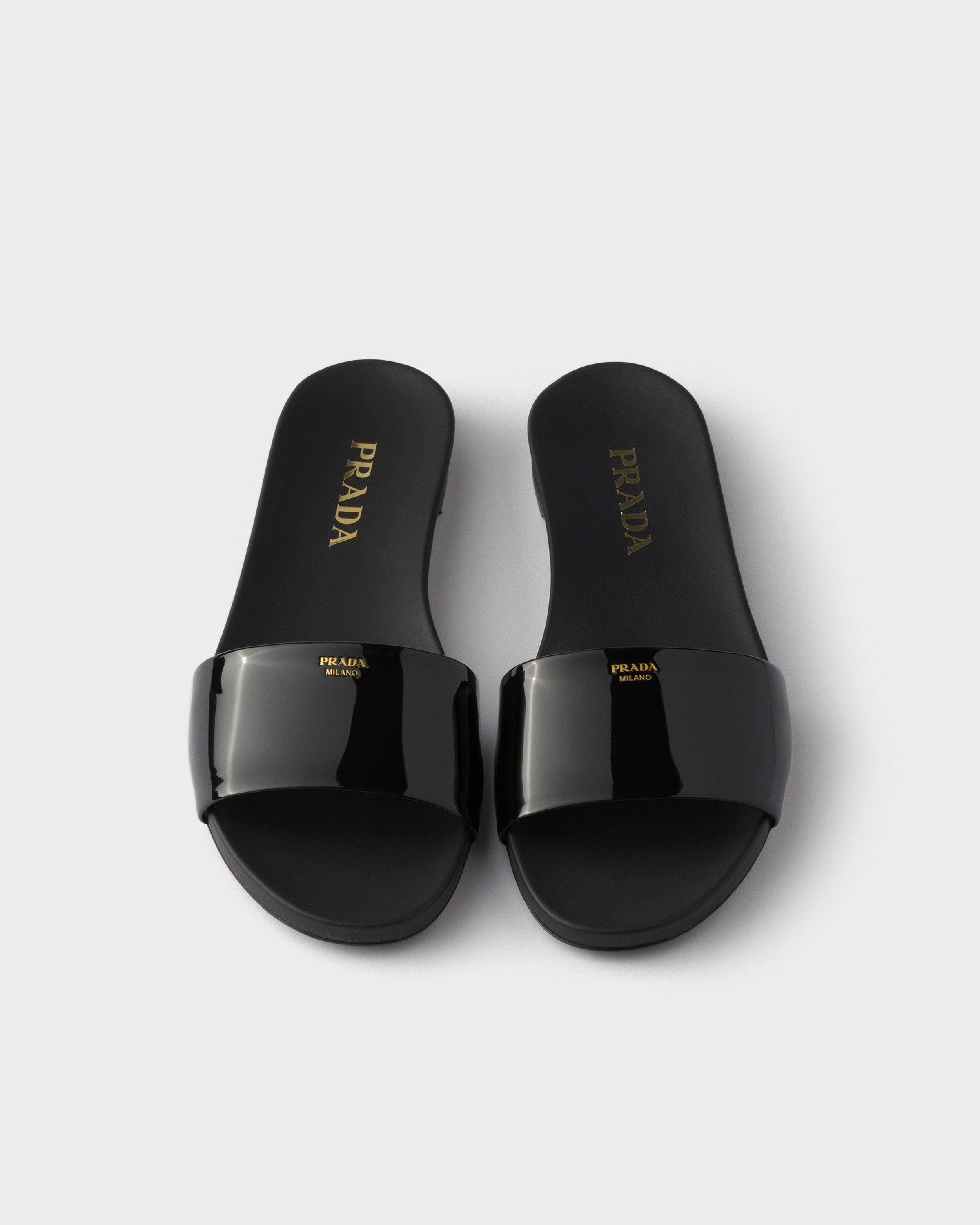 Black Patent leather slides | PRADA - United States