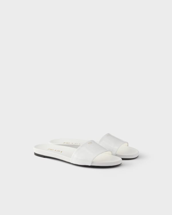 Mules en cuir verni - Blanc Mules en cuir verni - Blanc