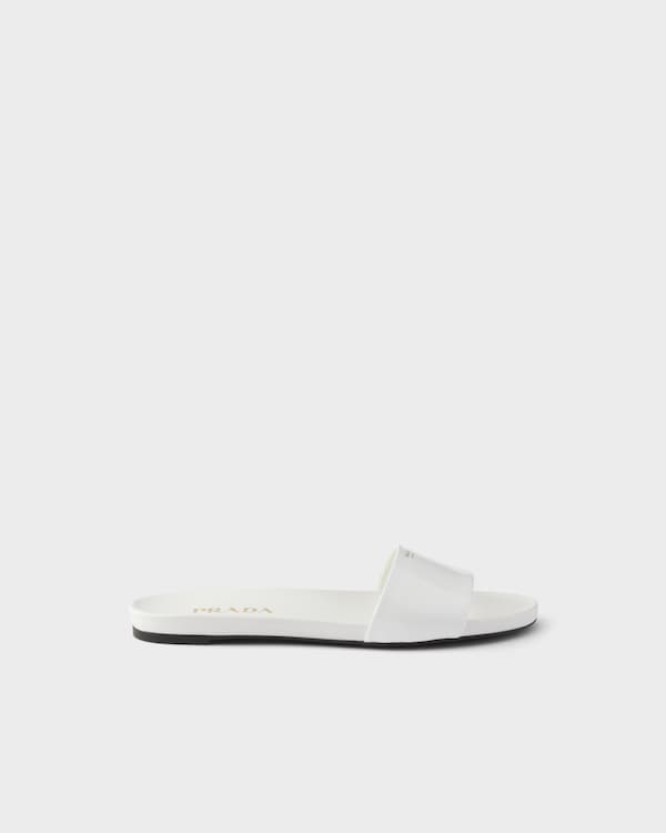 Mules en cuir verni - Blanc Mules en cuir verni - Blanc