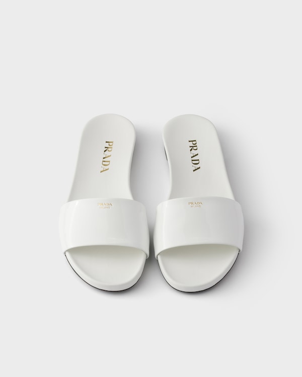 Mules en cuir verni - Blanc Mules en cuir verni - Blanc