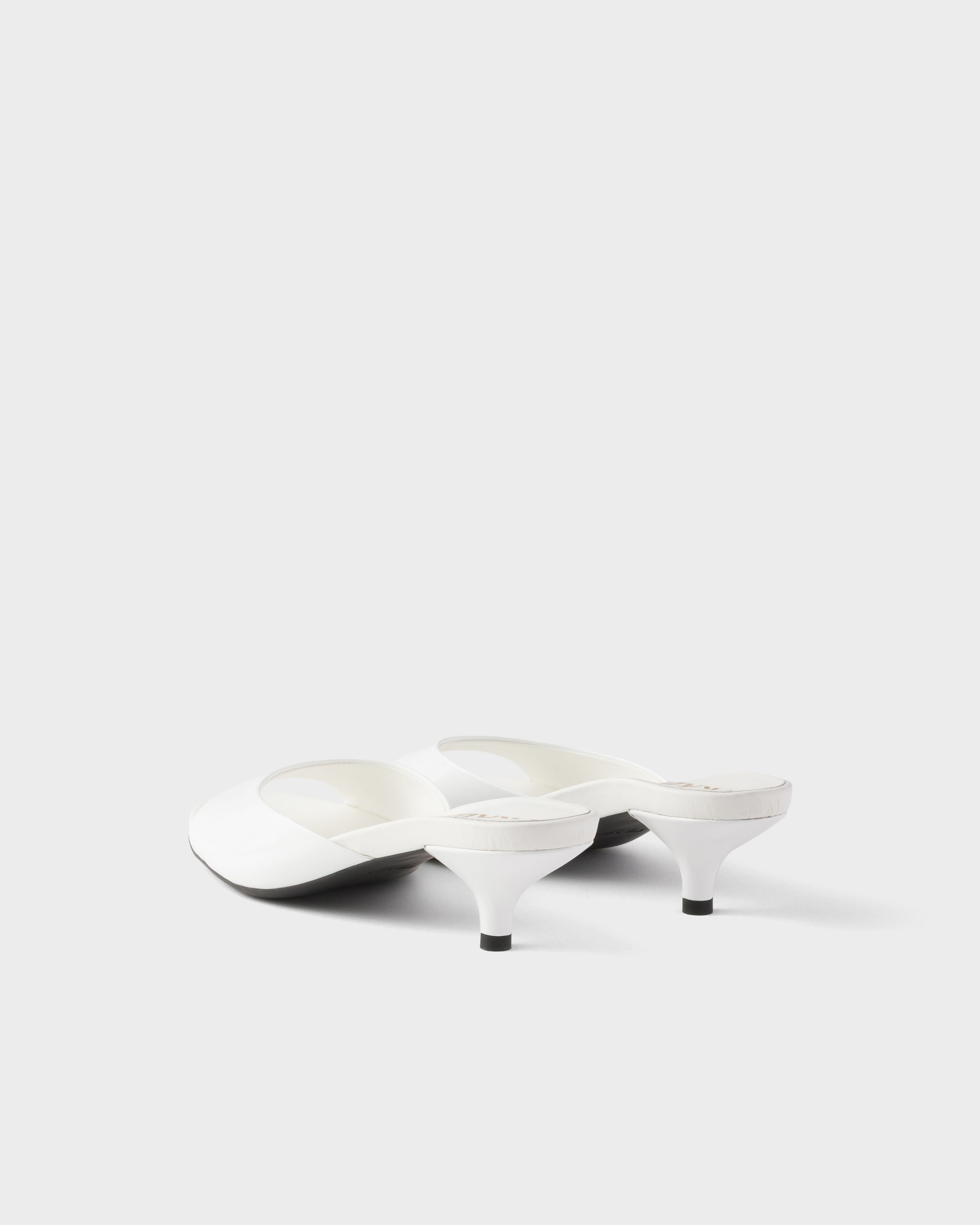 White Patent leather kitten heel sandals | PRADA - United States