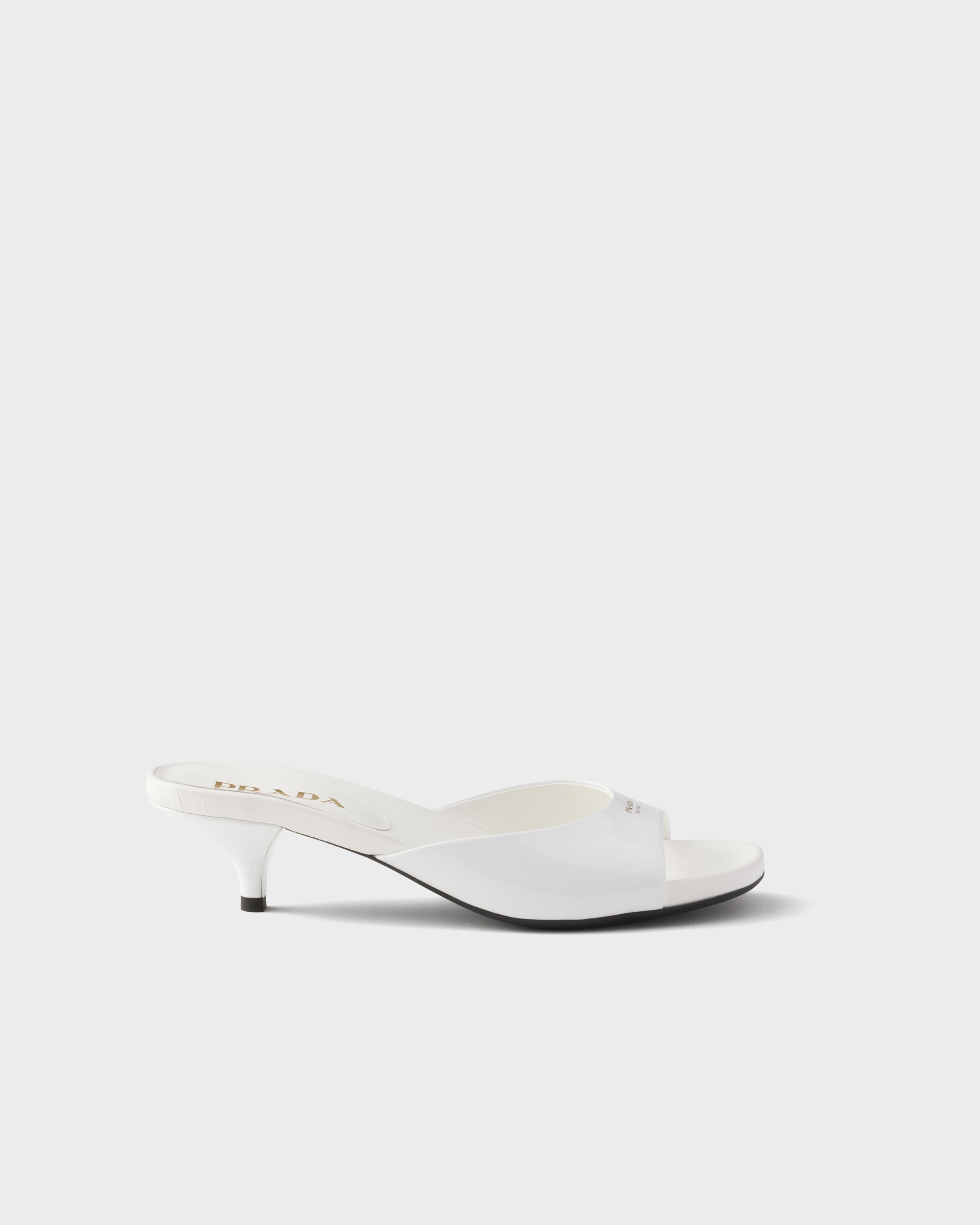 White Patent leather kitten heel sandals | PRADA - United States