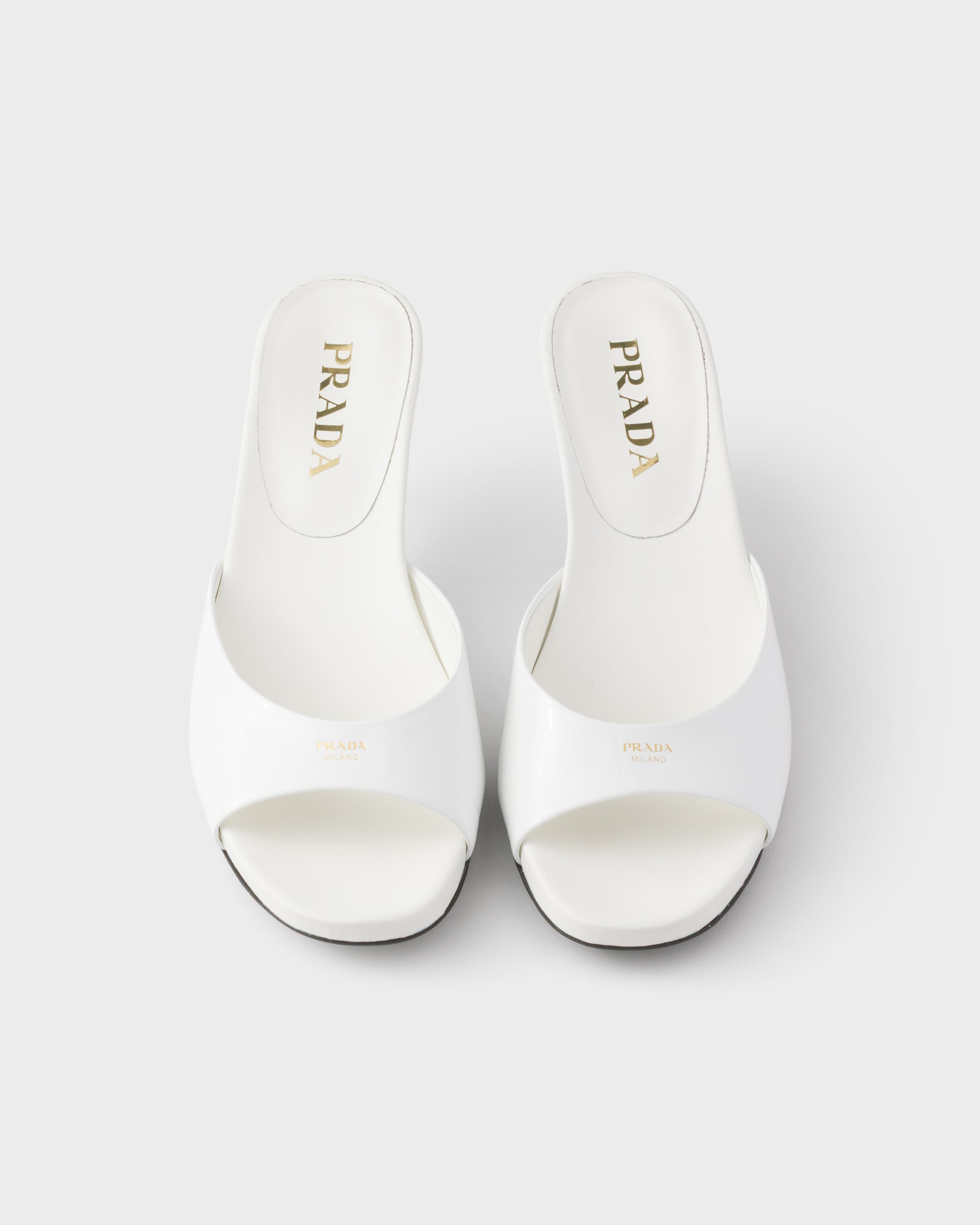 White Patent leather kitten heel sandals | PRADA - United States