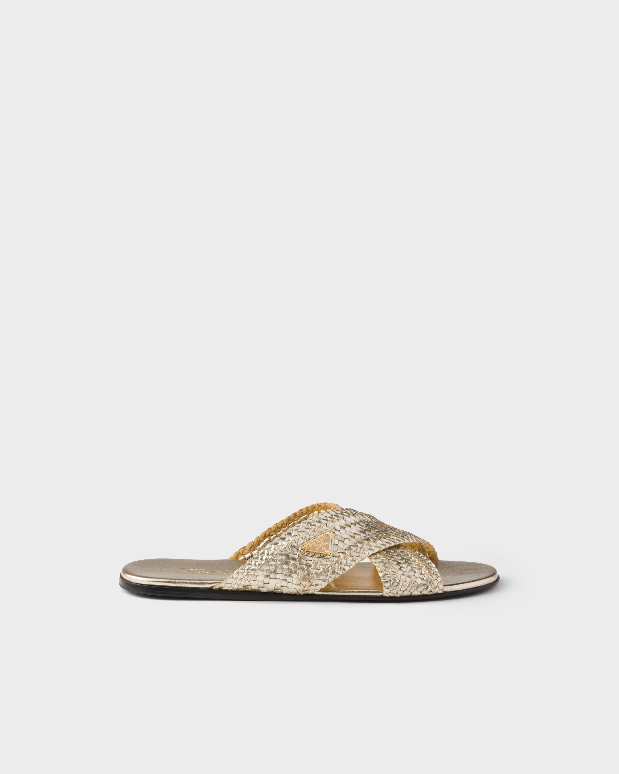 Prada Leather crisscross slides