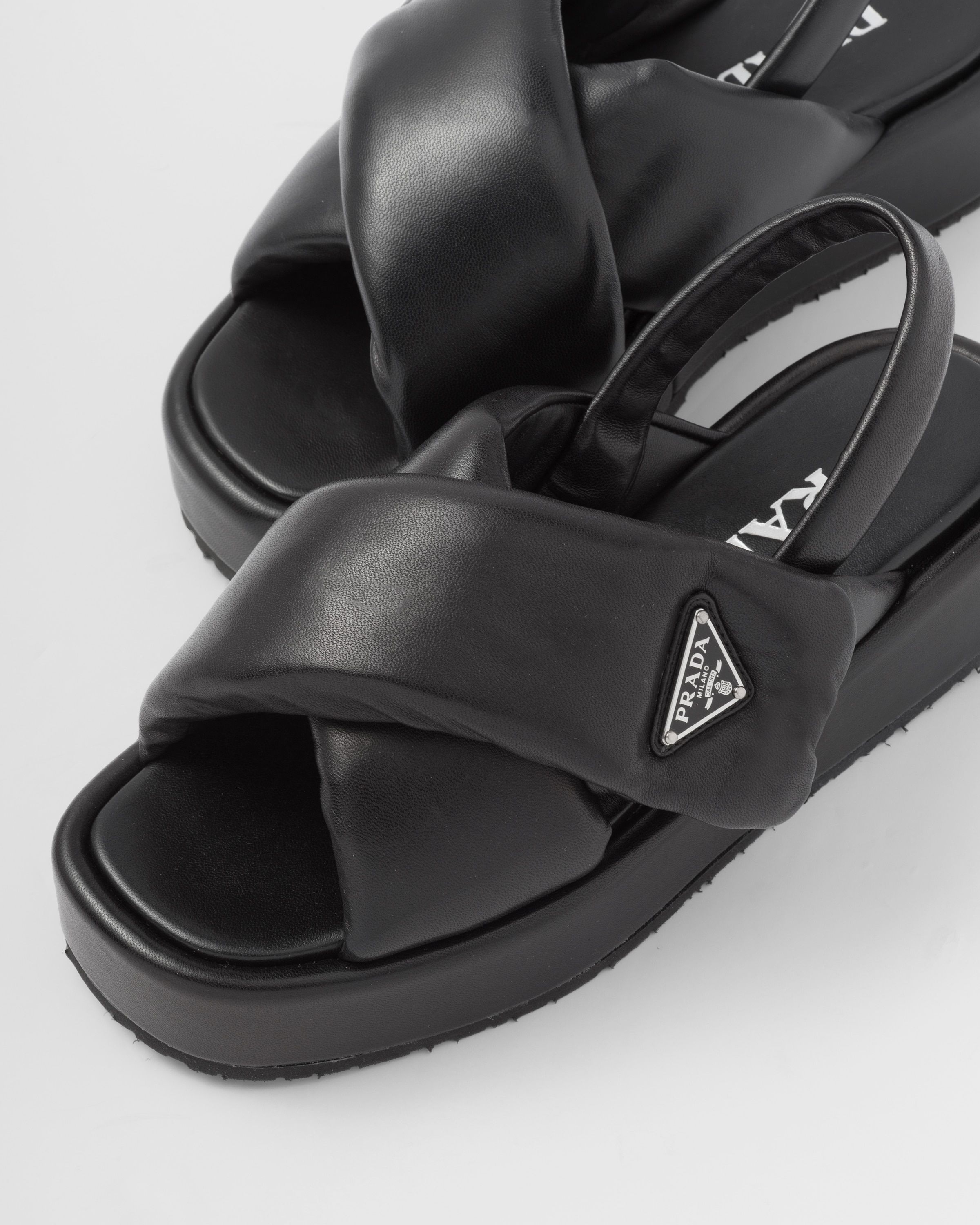 Prada black wedge best sale sandal