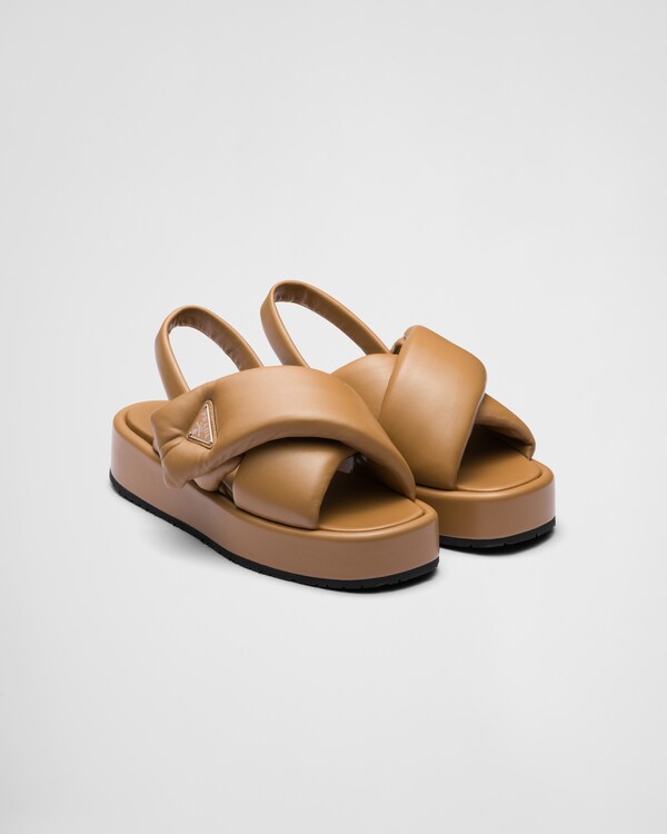 PRADA 25S HIGH-HEEL SANDALS 140 MM IN CARAMEL BROWN SUEDE STYLE 2