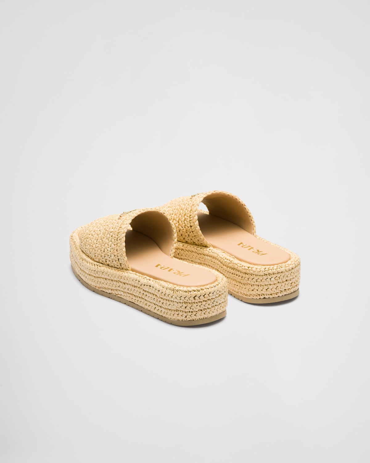 Natural Crochet Flatform Slides PRADA