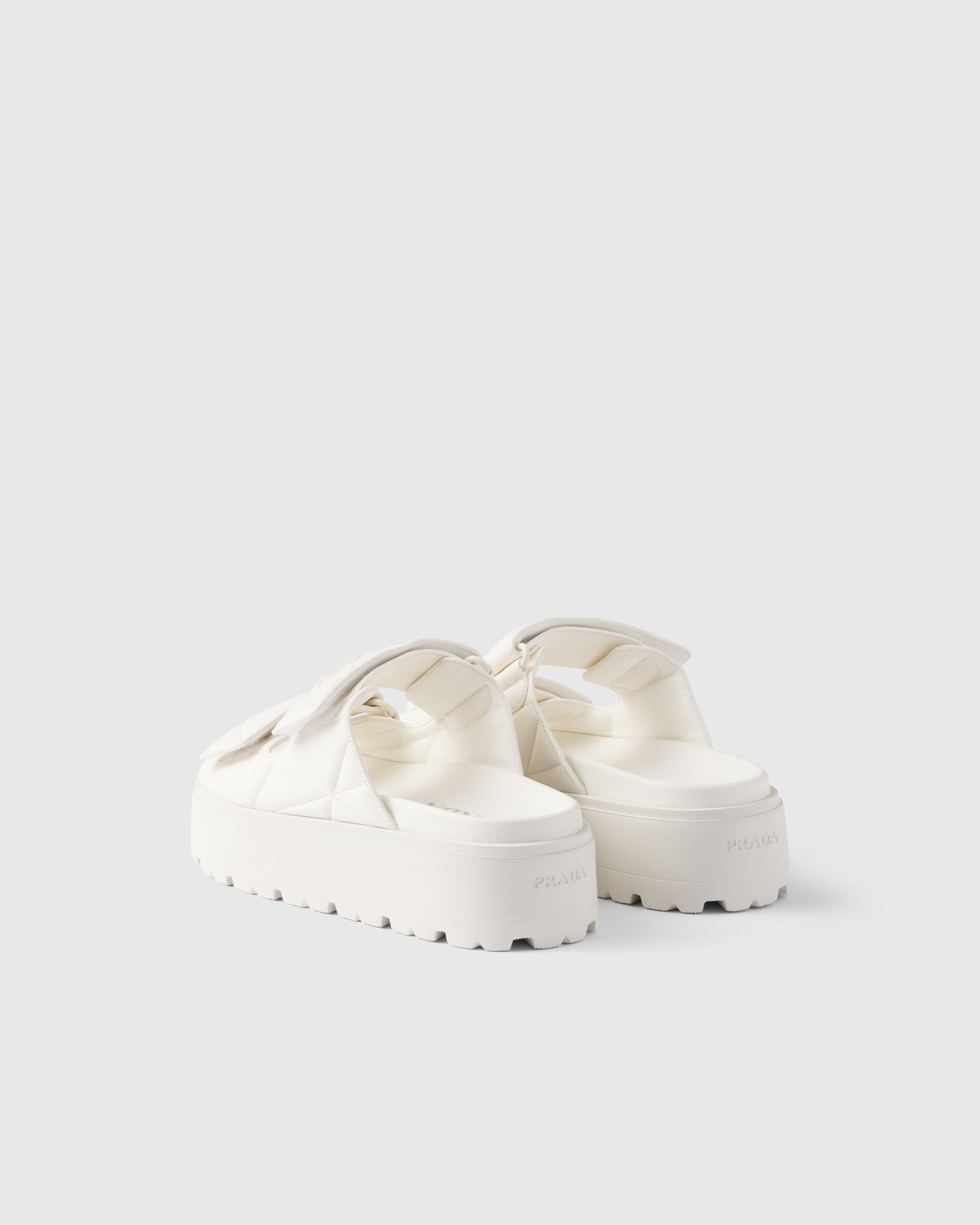 Ivory Padded Nappa Leather Slides | PRADA