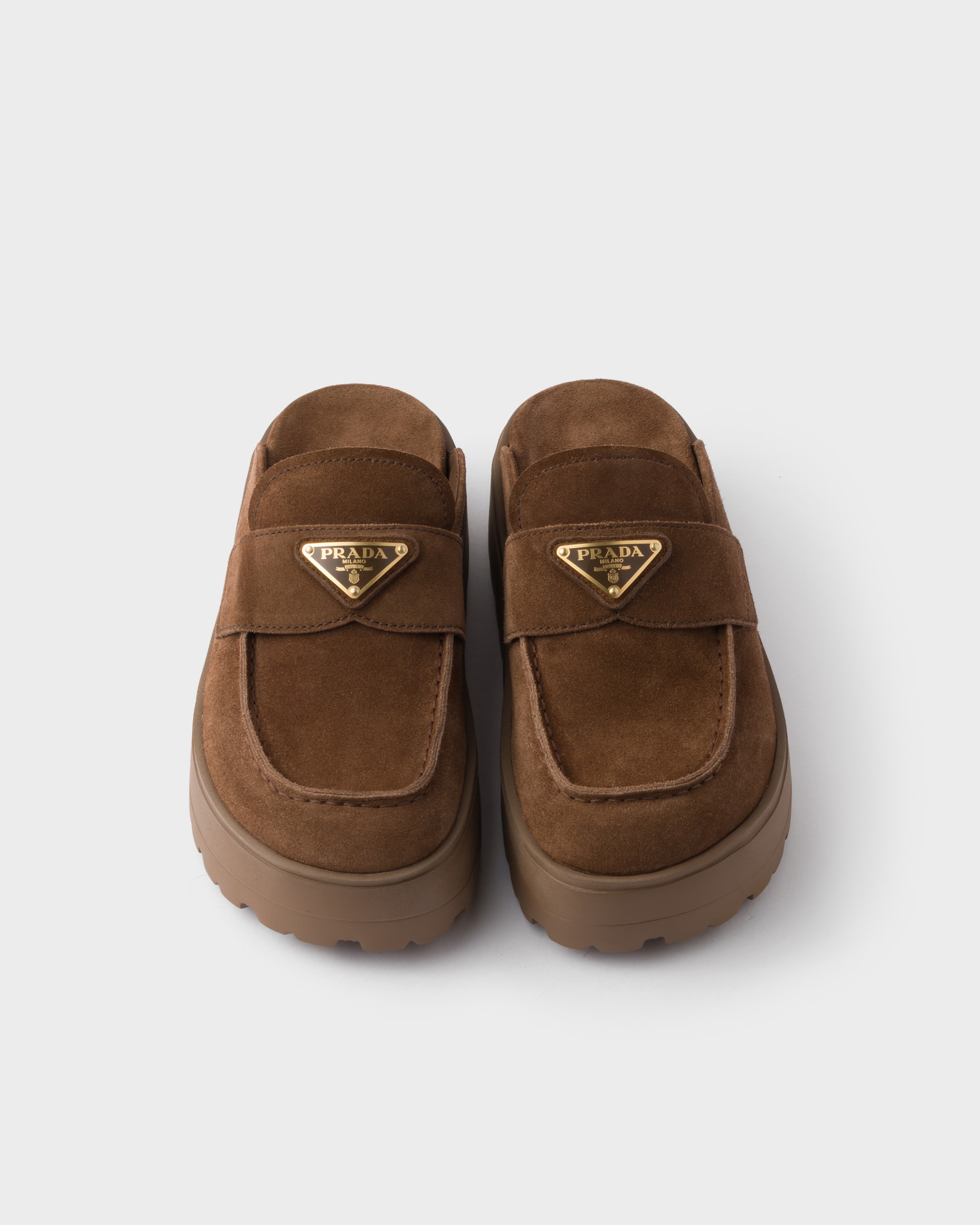 サンダル Prada Suede Flat Mules Prada Suede Leather Mules | Neutrals | FARFETCH