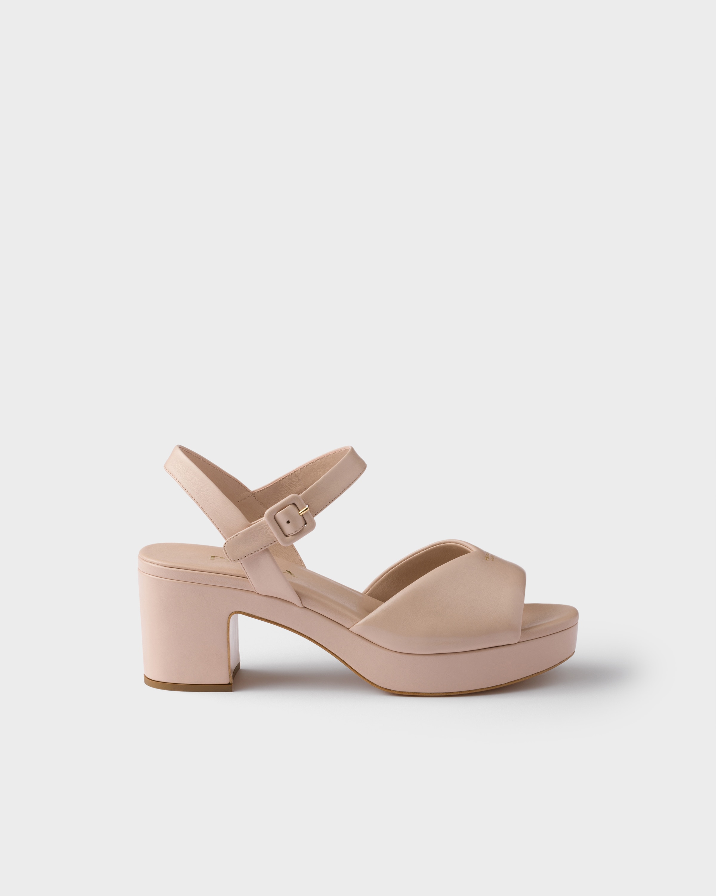 Sand Beige Padded nappa leather sandals | PRADA