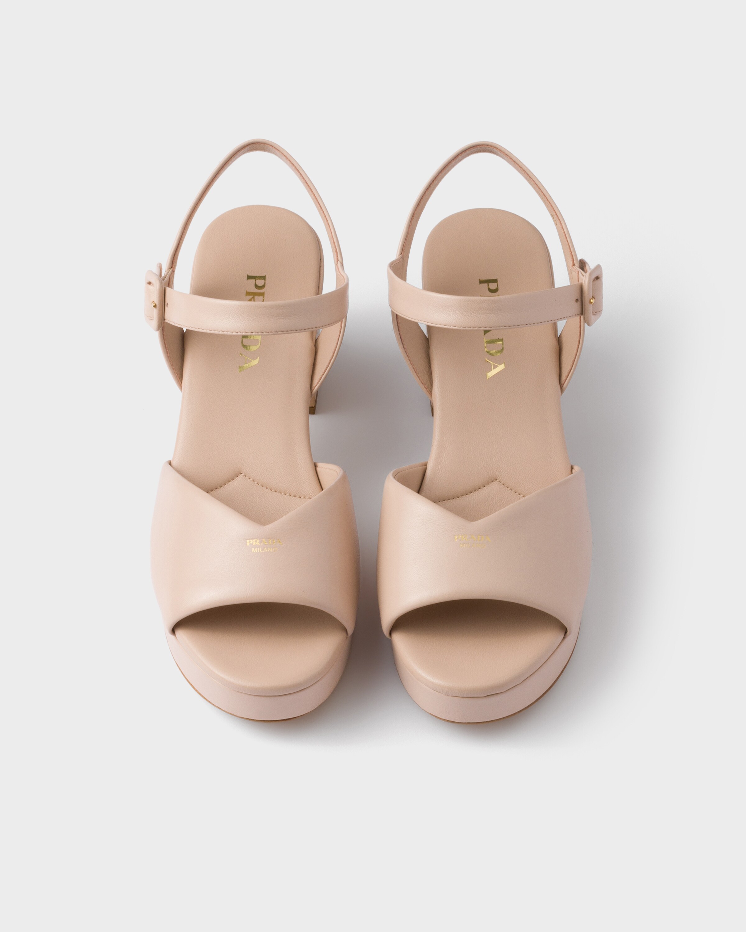 Sand Beige Padded Nappa Leather Sandals | PRADA