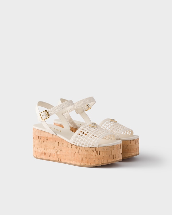 Crochet wedge platform sandals - Ivory Crochet wedge platform sandals - Ivory