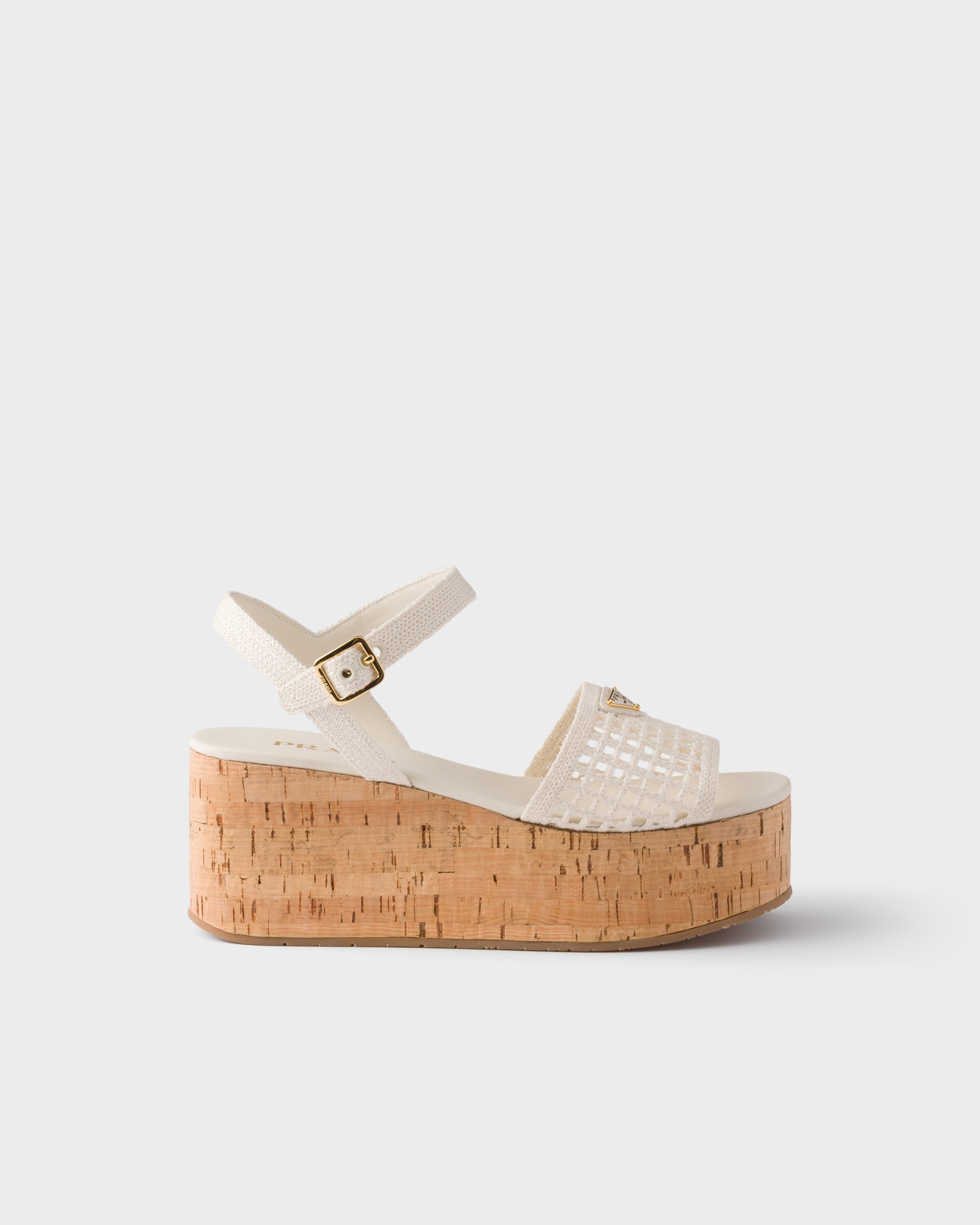 Prada Crochet wedge platform sandals