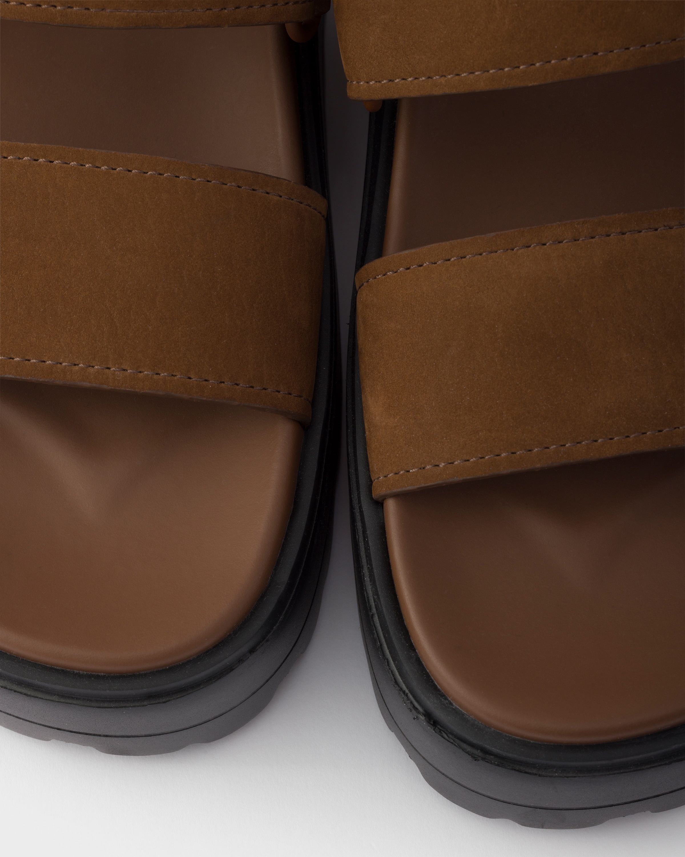 Cocoa Brown Nubuck slides | PRADA - United States