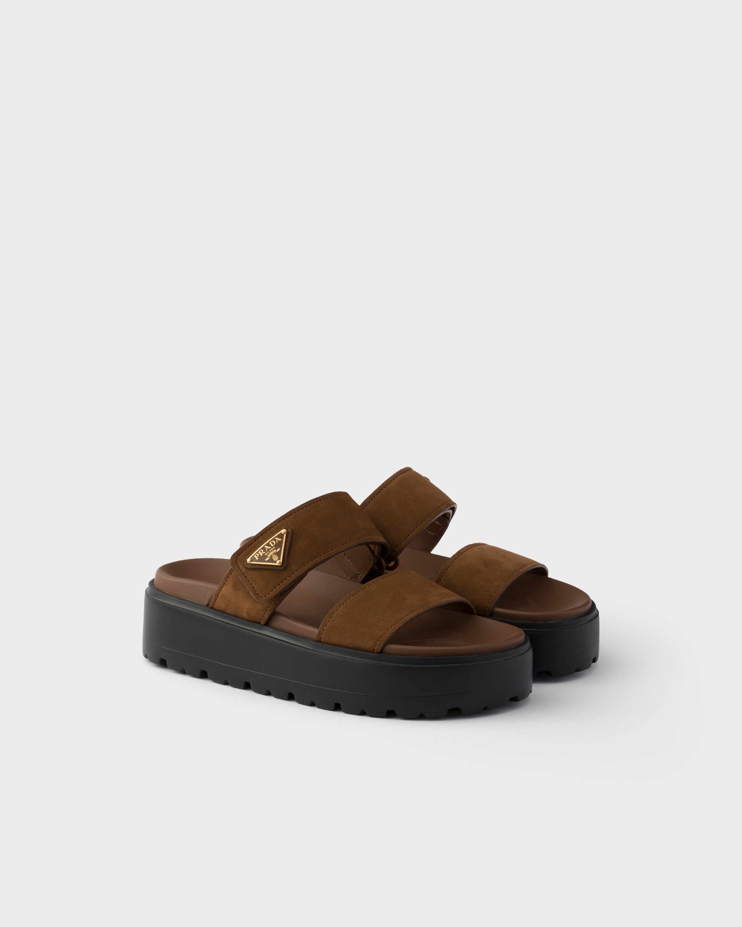 PRADA スクエアトゥ ミュール 36.5(約23.5cm)ブラウン ナイロン ウィメンズ サンダル&ミュール | PRADA - 日本