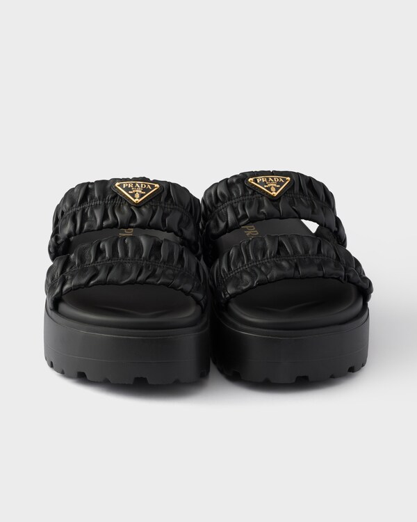 Matelassé nappa leather flatform slides - Black Matelassé nappa leather flatform slides - Black