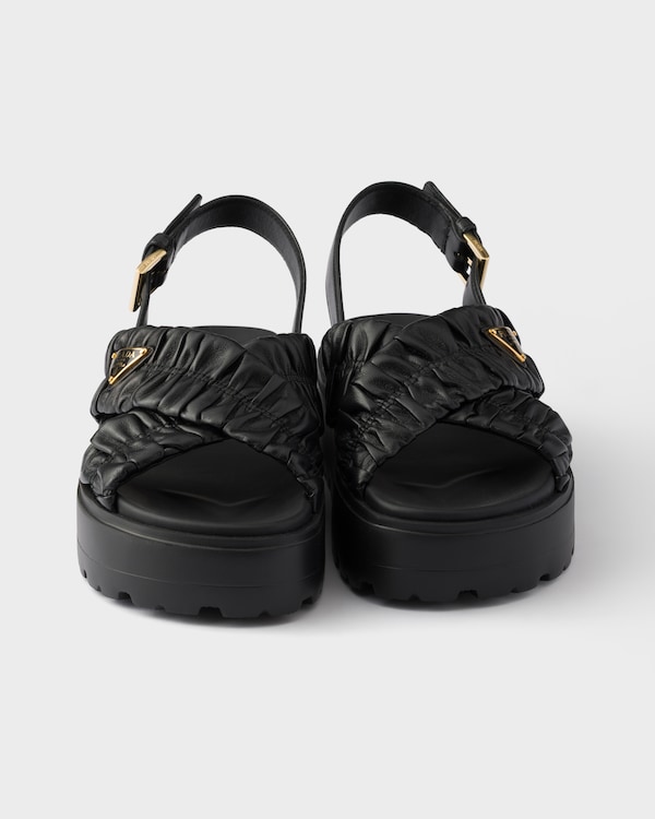 Matelassé nappa leather flatform sandals - Black Matelassé nappa leather flatform sandals - Black