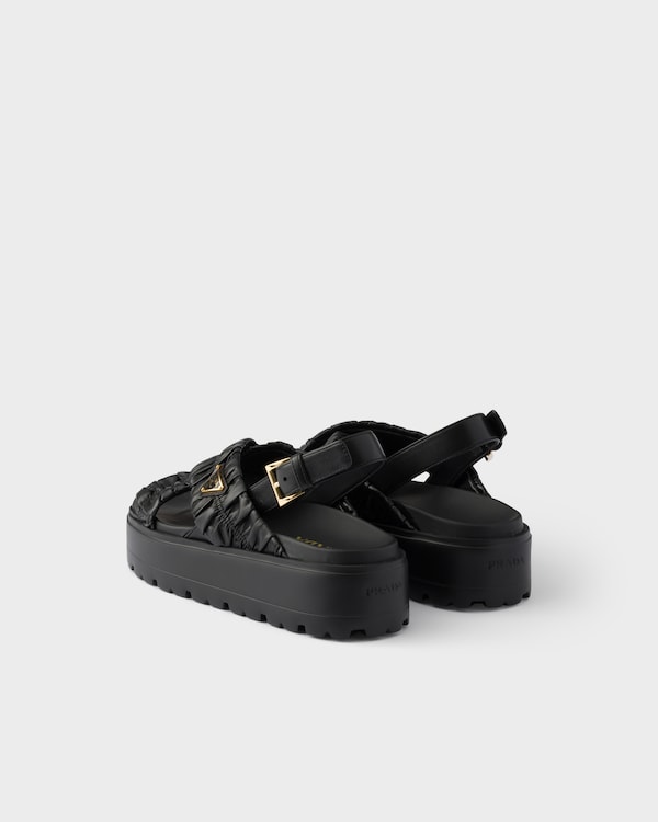 Matelassé nappa leather flatform sandals - Black Matelassé nappa leather flatform sandals - Black