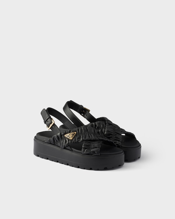 Matelassé nappa leather flatform sandals - Black Matelassé nappa leather flatform sandals - Black