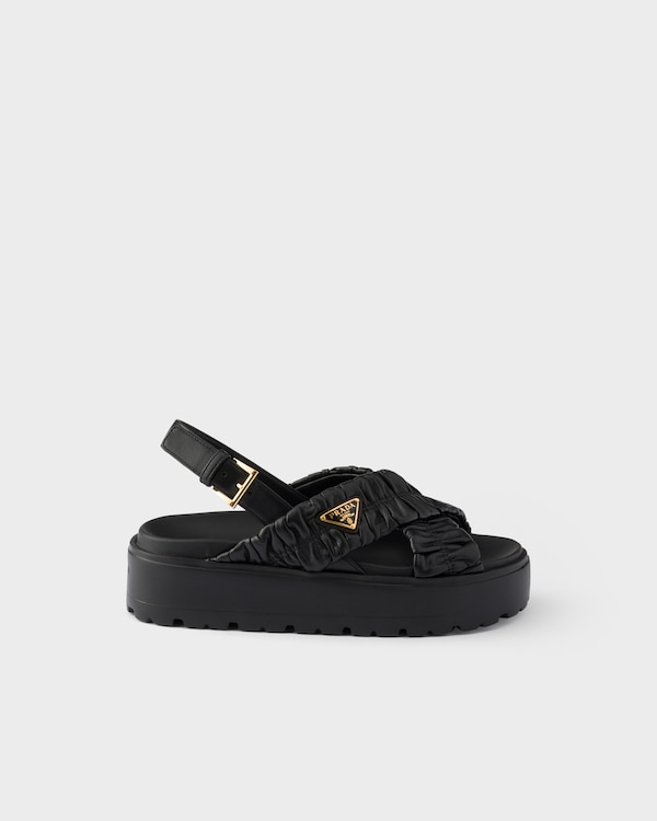 Matelassé nappa leather flatform sandals - Black Matelassé nappa leather flatform sandals - Black