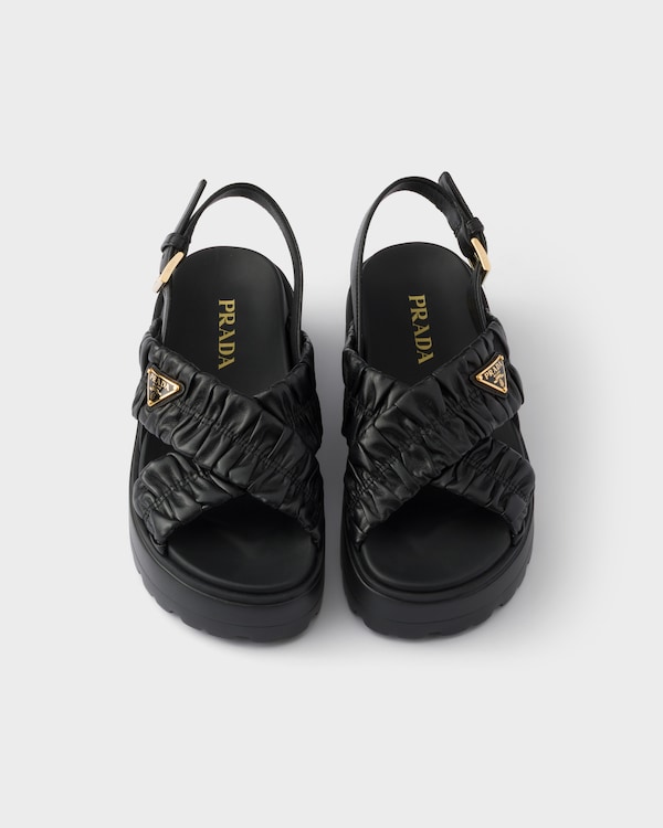 Matelassé nappa leather flatform sandals - Black Matelassé nappa leather flatform sandals - Black