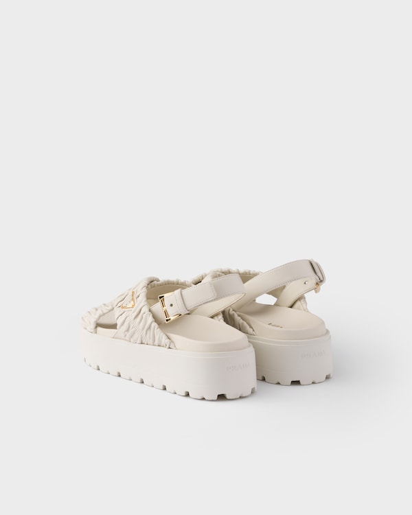 Matelassé nappa leather flatform sandals - White Matelassé nappa leather flatform sandals - White