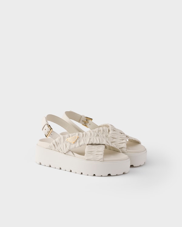 Matelassé nappa leather flatform sandals - White Matelassé nappa leather flatform sandals - White
