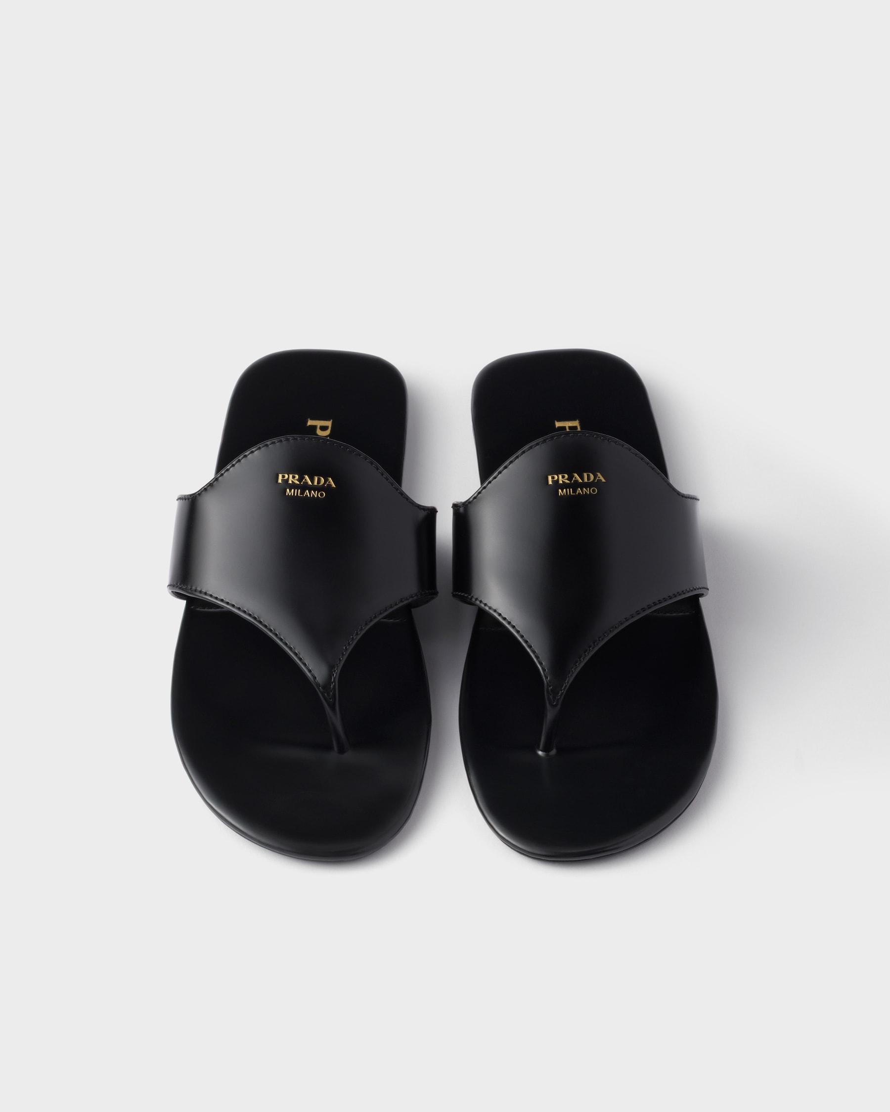 PRA THONG FLATFORM SANDALS BLACK LAMBSKIN