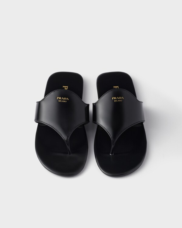 Brushed leather thong sandals Brushed leather thong sandals