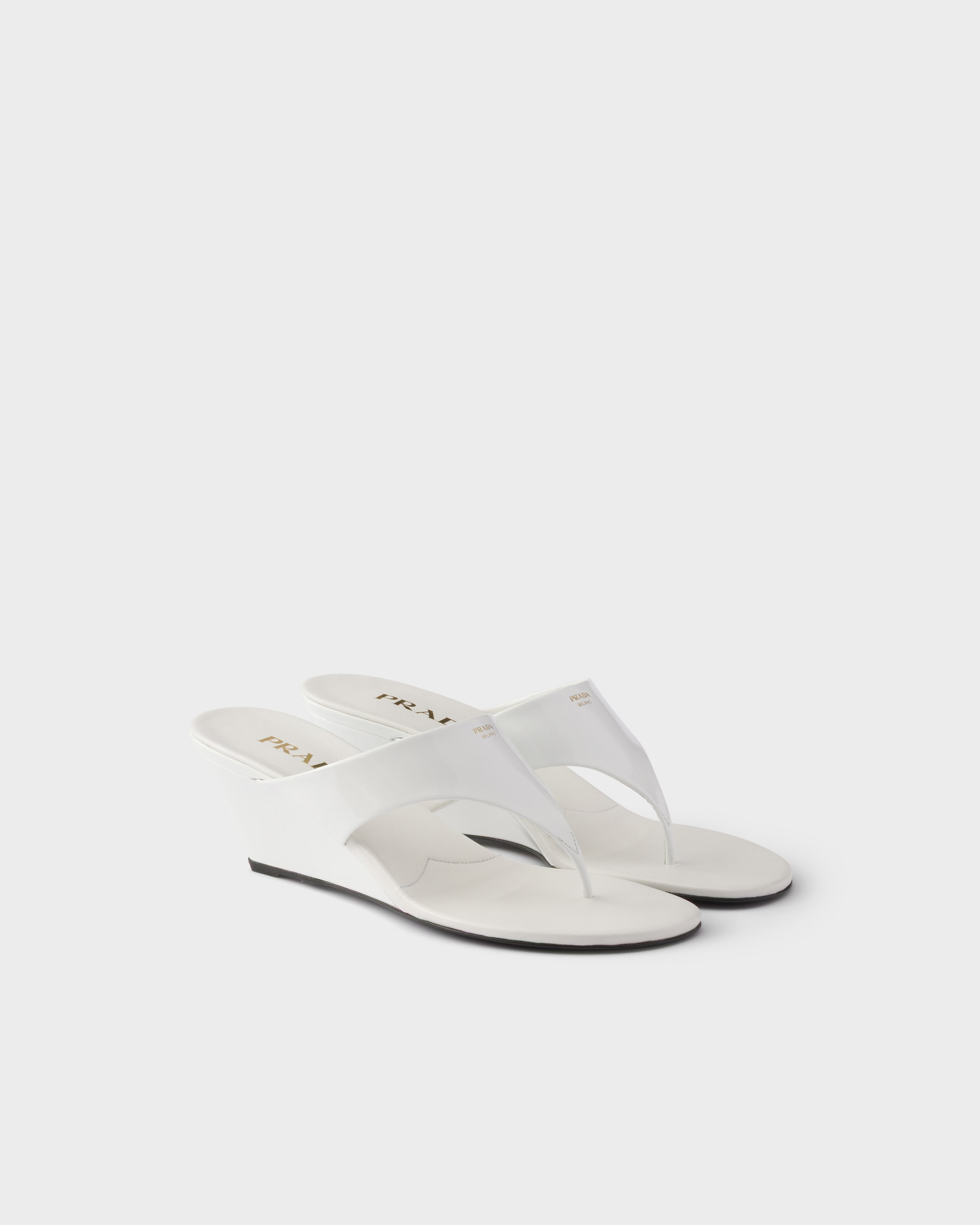 White Patent Leather Thong Sandals | PRADA - United States