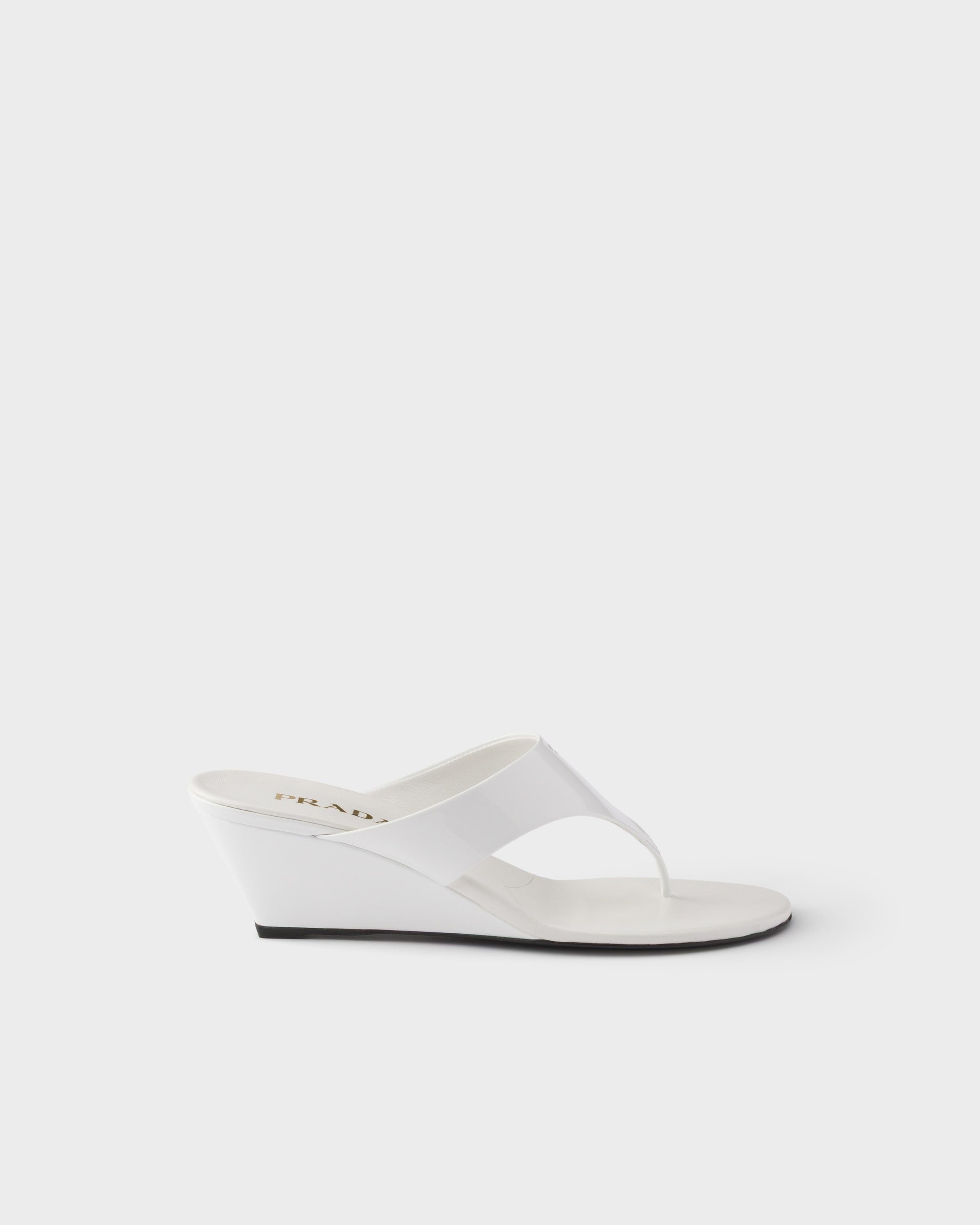 Prada Patent Leather Thong Sandals, Woman, White, Size 39,5