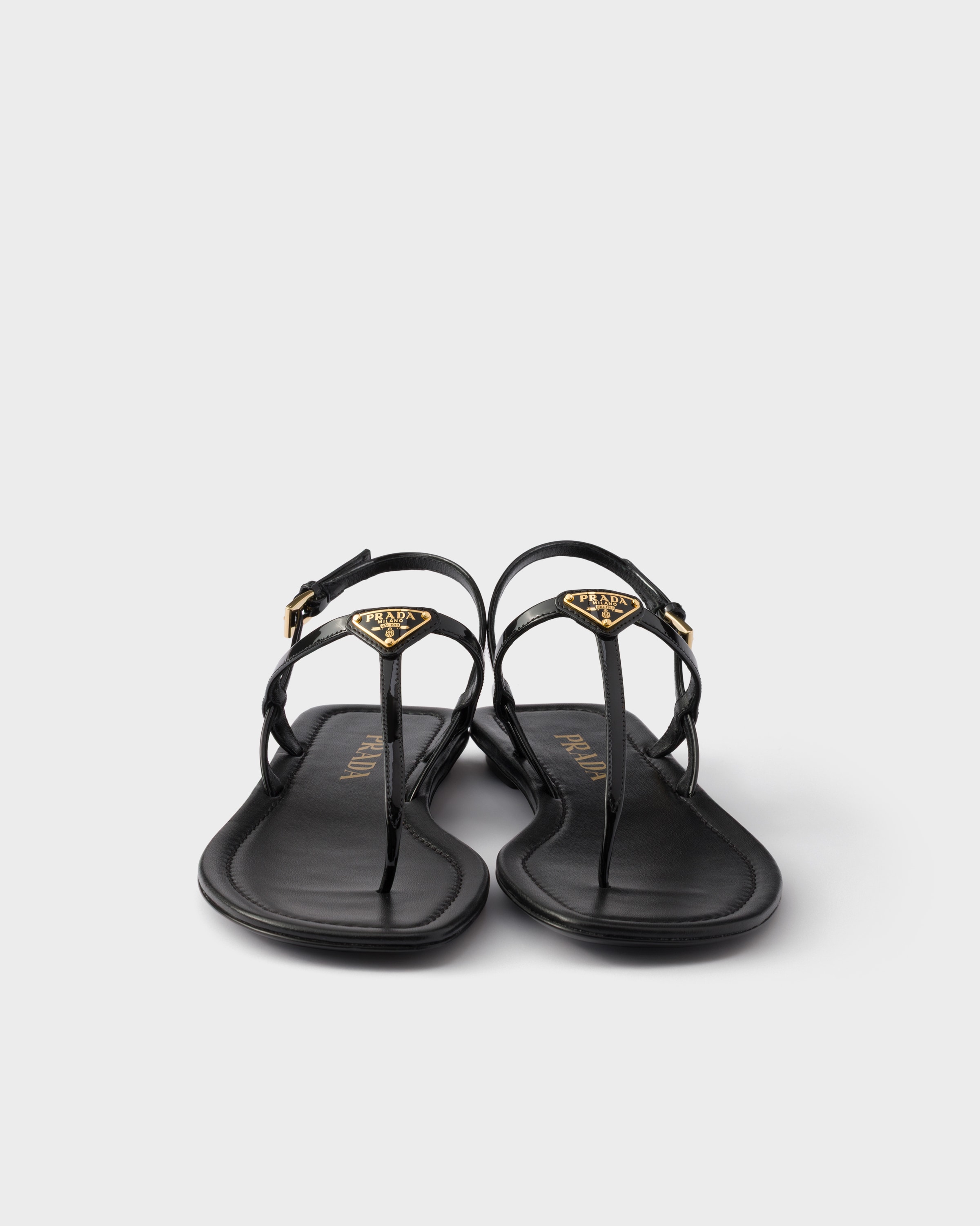 Black Patent leather thong sandals | PRADA - United States