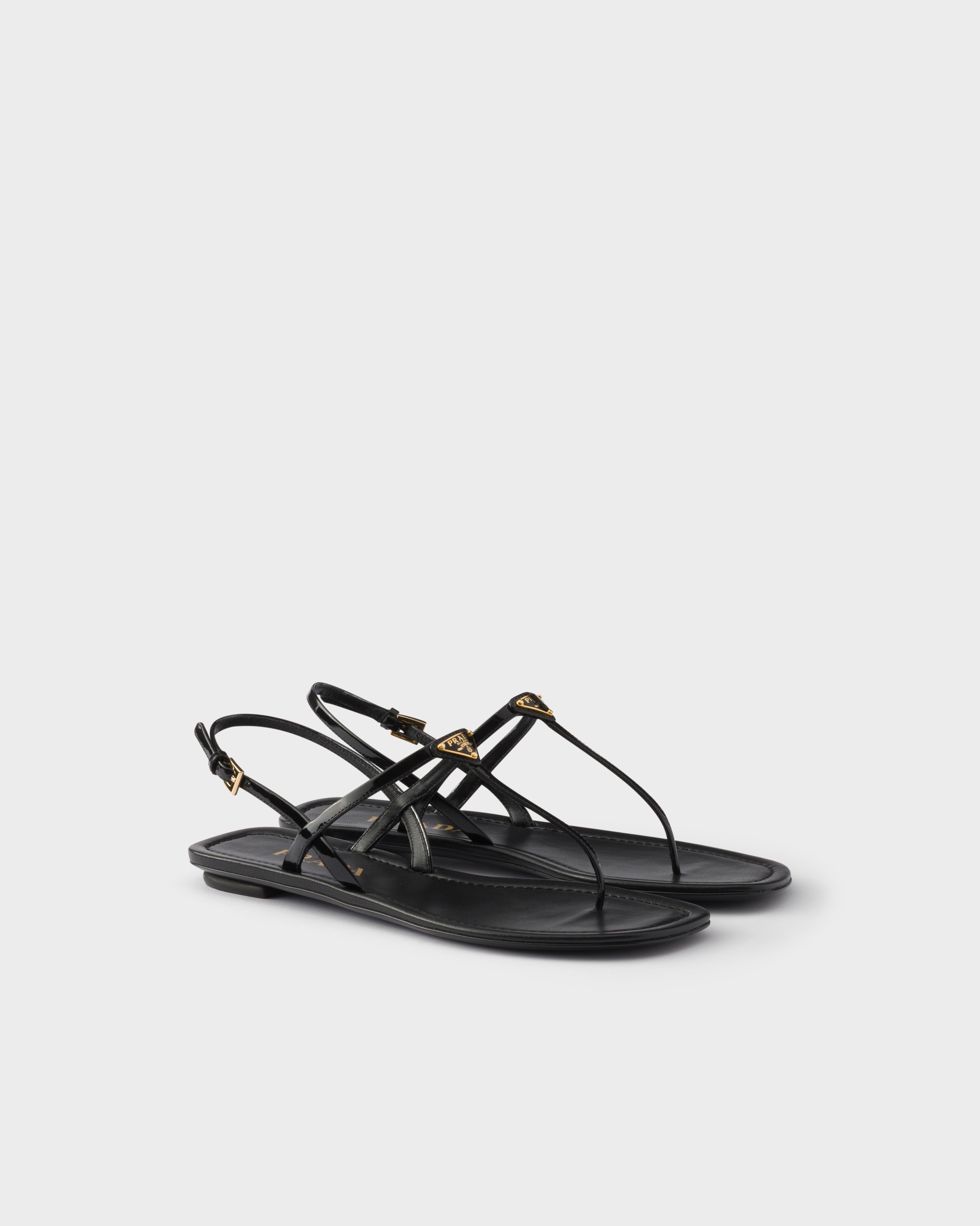 bbblllaaahhh Y-Type Sandals 26cm ブラブラブラ Black Patent leather thong sandals | PRADA - United States