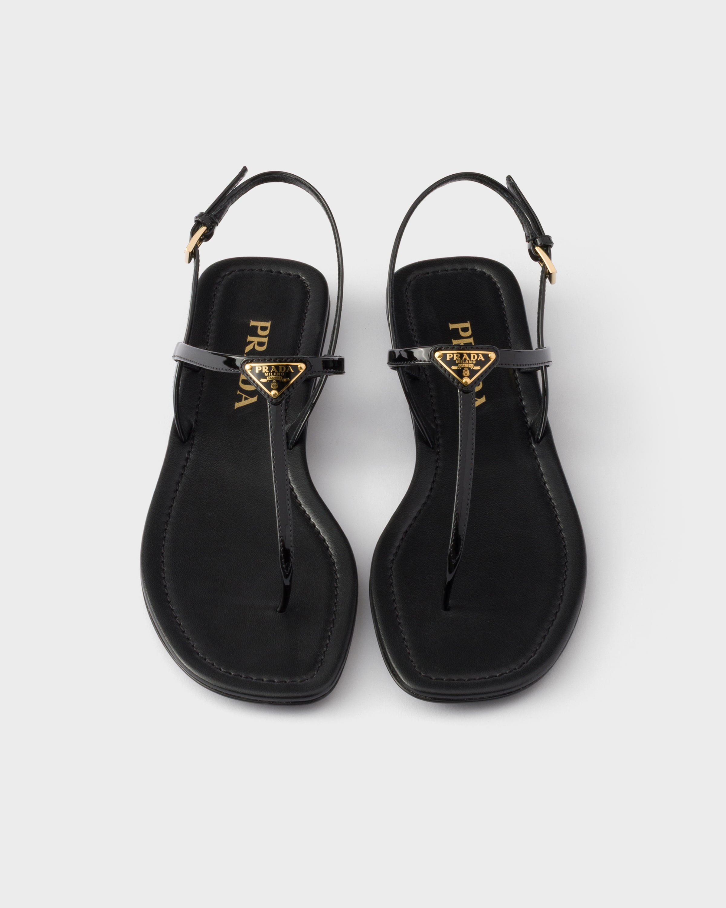 Black Patent leather thong sandals | PRADA - United States
