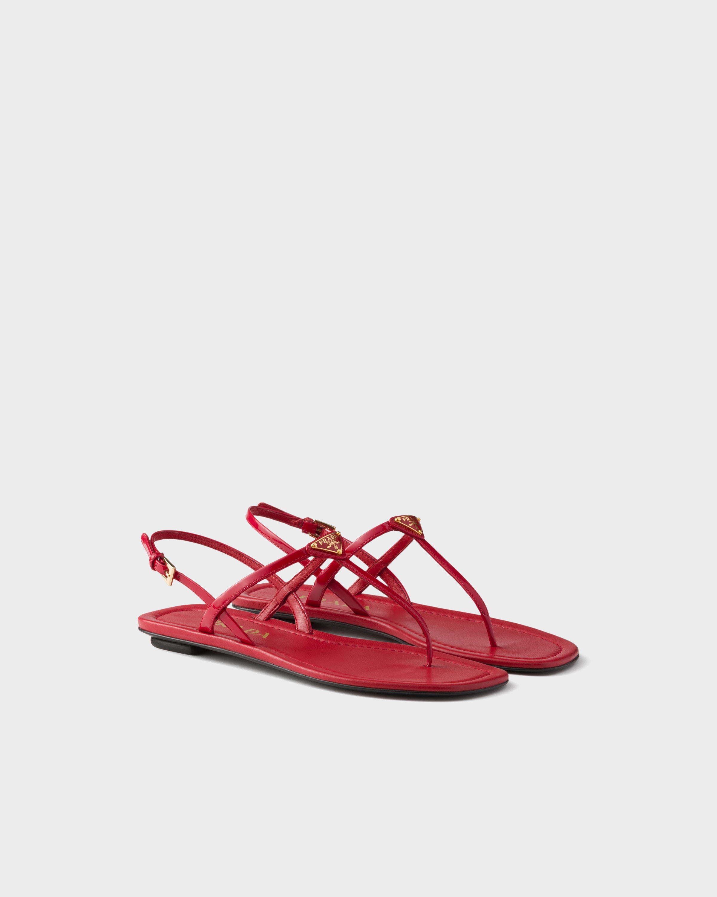 Red Patent leather thong sandals | PRADA - United States