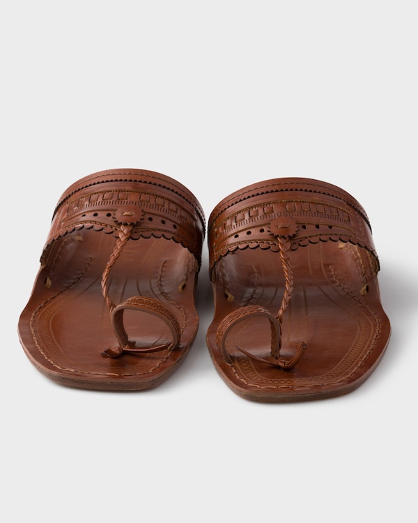 Prada Made in India x Inspired by Kolhapuri Chappal leather sandals - Brandy Prada Made in India x Inspired by Kolhapuri Chappal leather sandals - Brandy