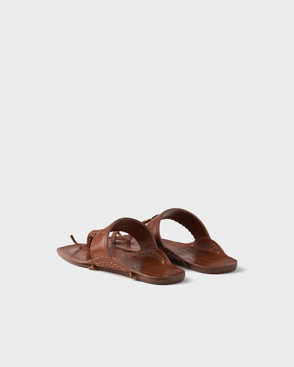 Prada Made in India x Inspired by Kolhapuri Chappal leather sandals - Brandy Prada Made in India x Inspired by Kolhapuri Chappal leather sandals - Brandy