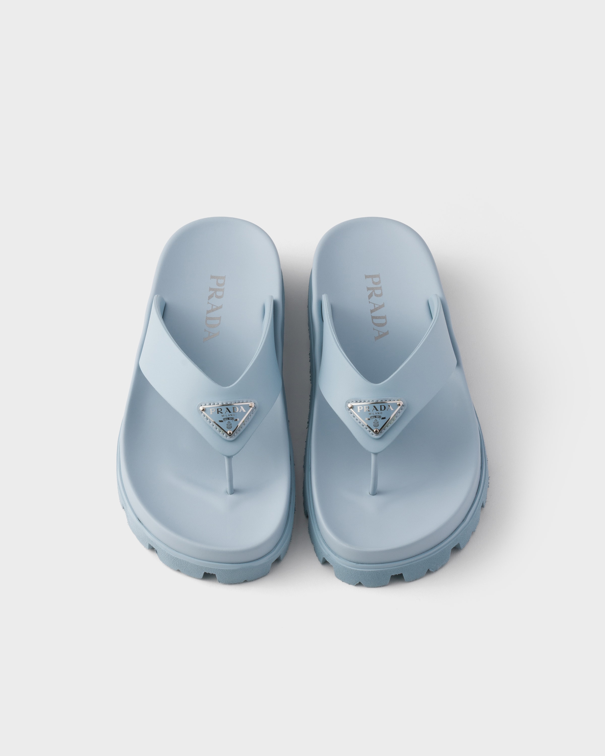 Sky Blue Rubber Thong Sandals | PRADA - United States