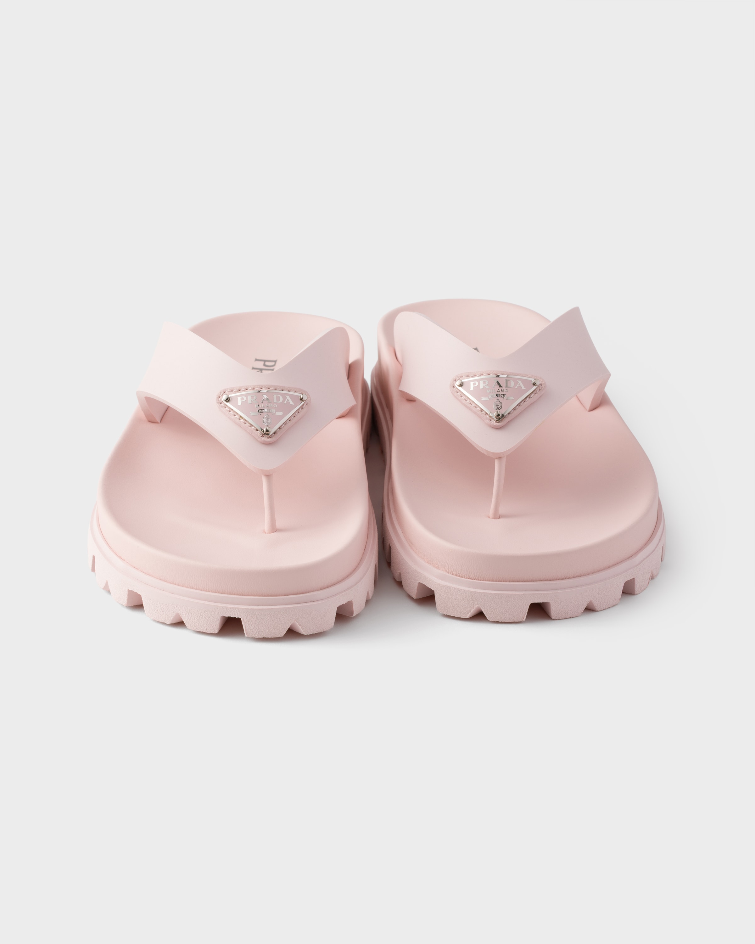 Alabaster Pink Rubber Thong Sandals | PRADA - United States