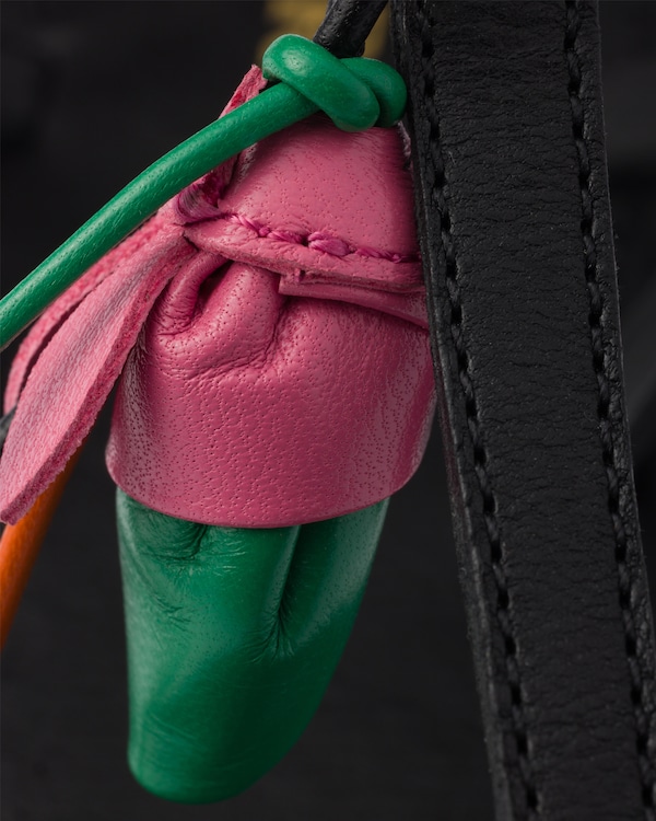 Antiqued leather thong sandals with floral ornament - Black Antiqued leather thong sandals with floral ornament - Black