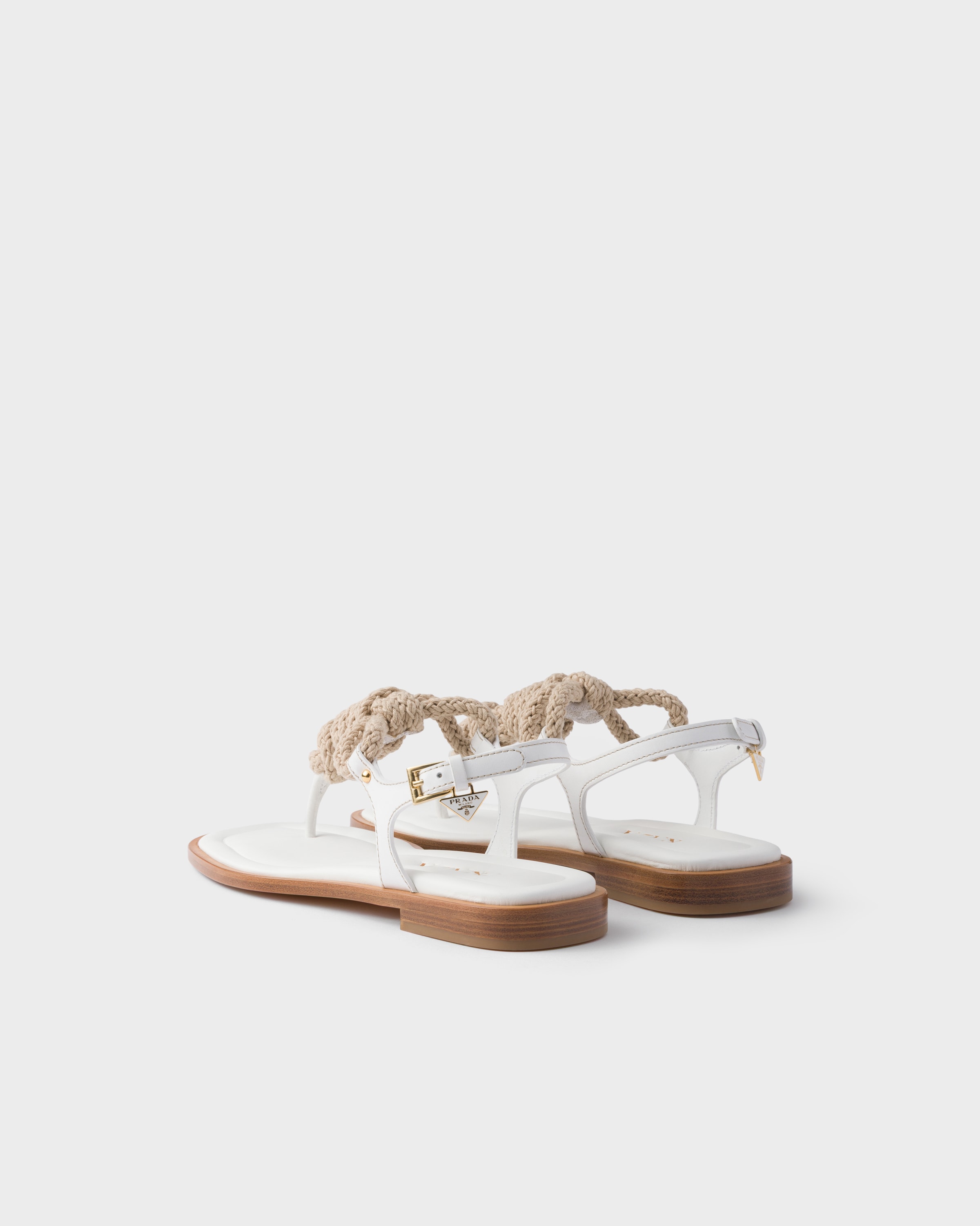 Prada Leather And Cord Thong Sandals