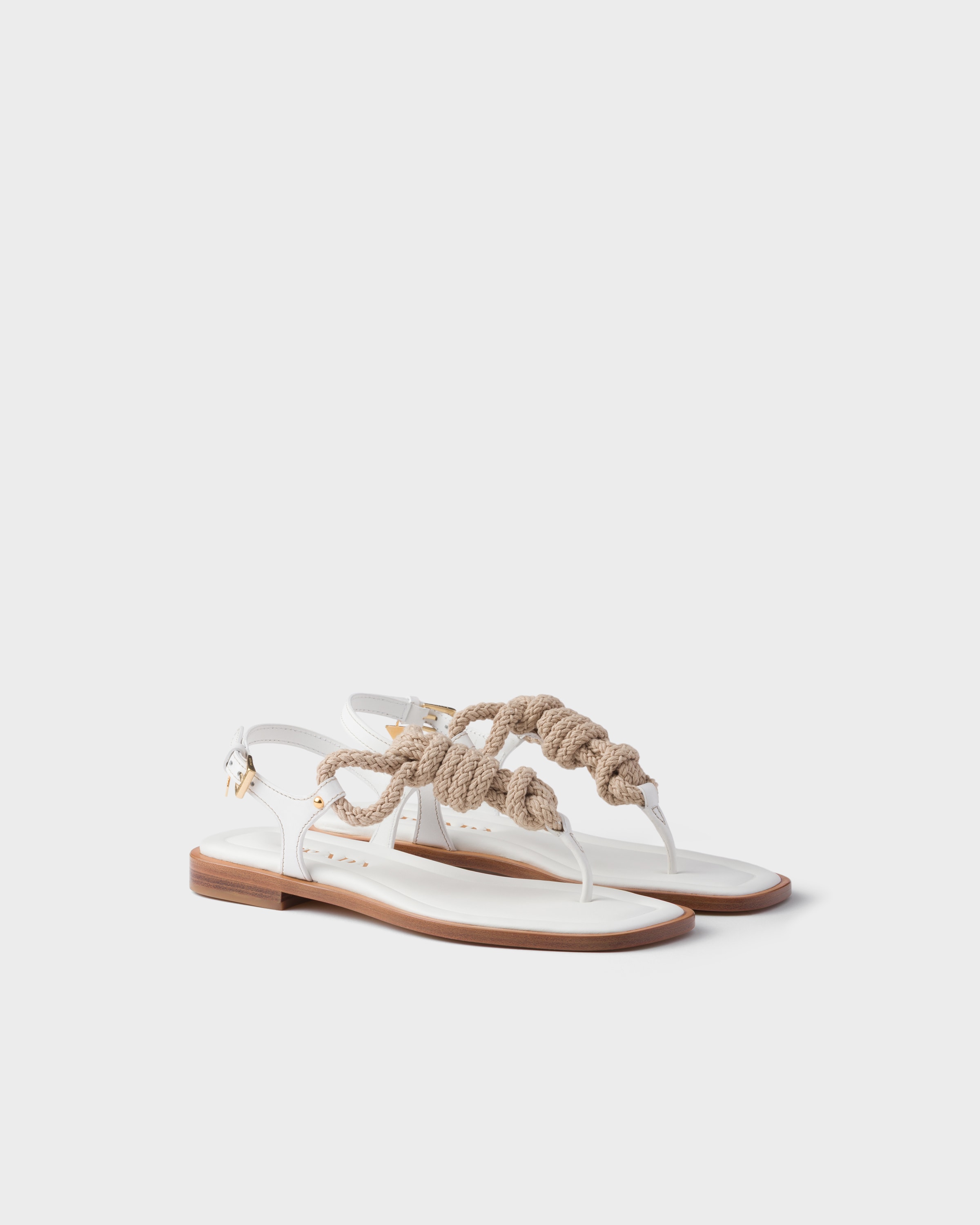 Prada Leather And Cord Thong Sandals