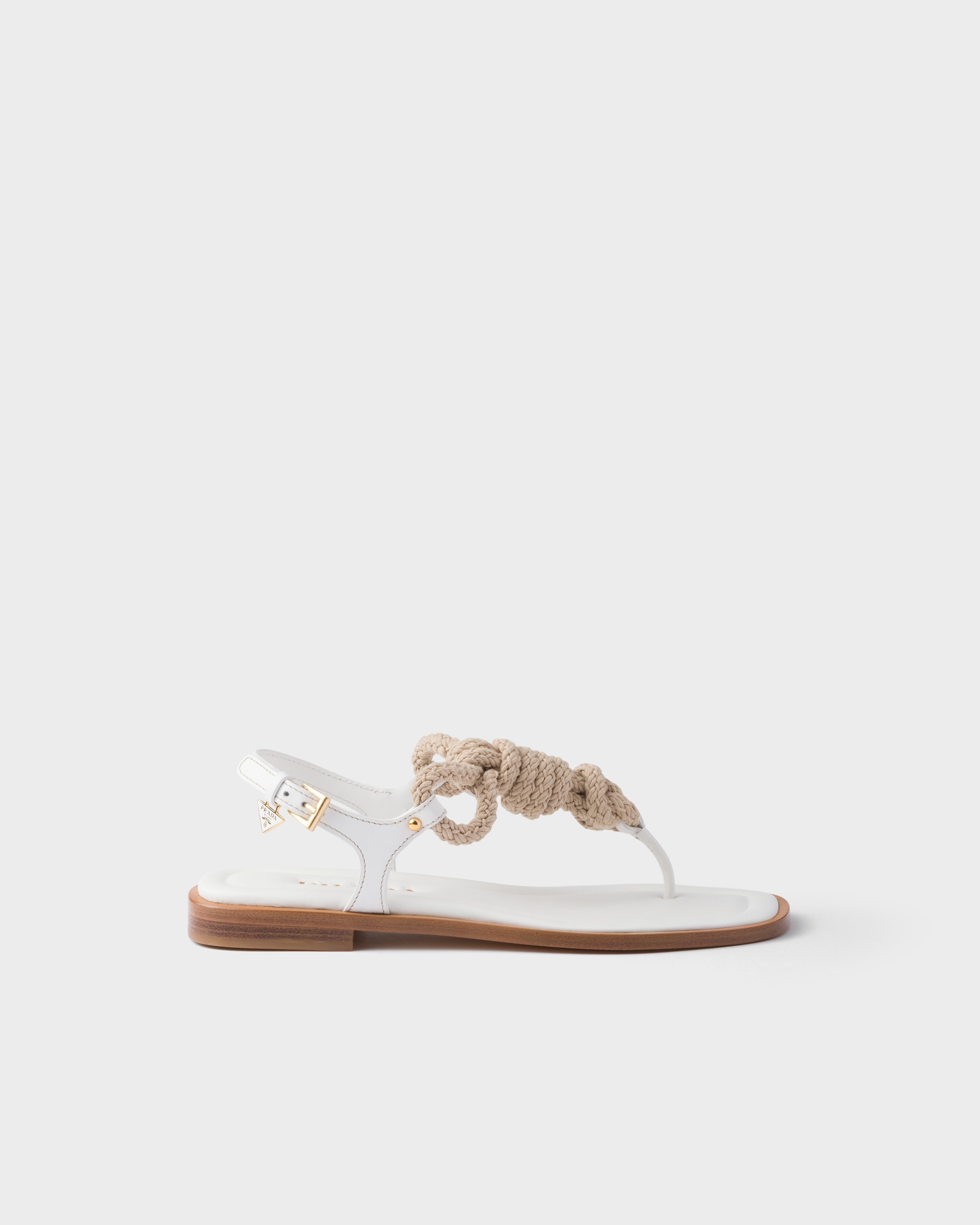 Prada Leather And Cord Thong Sandals