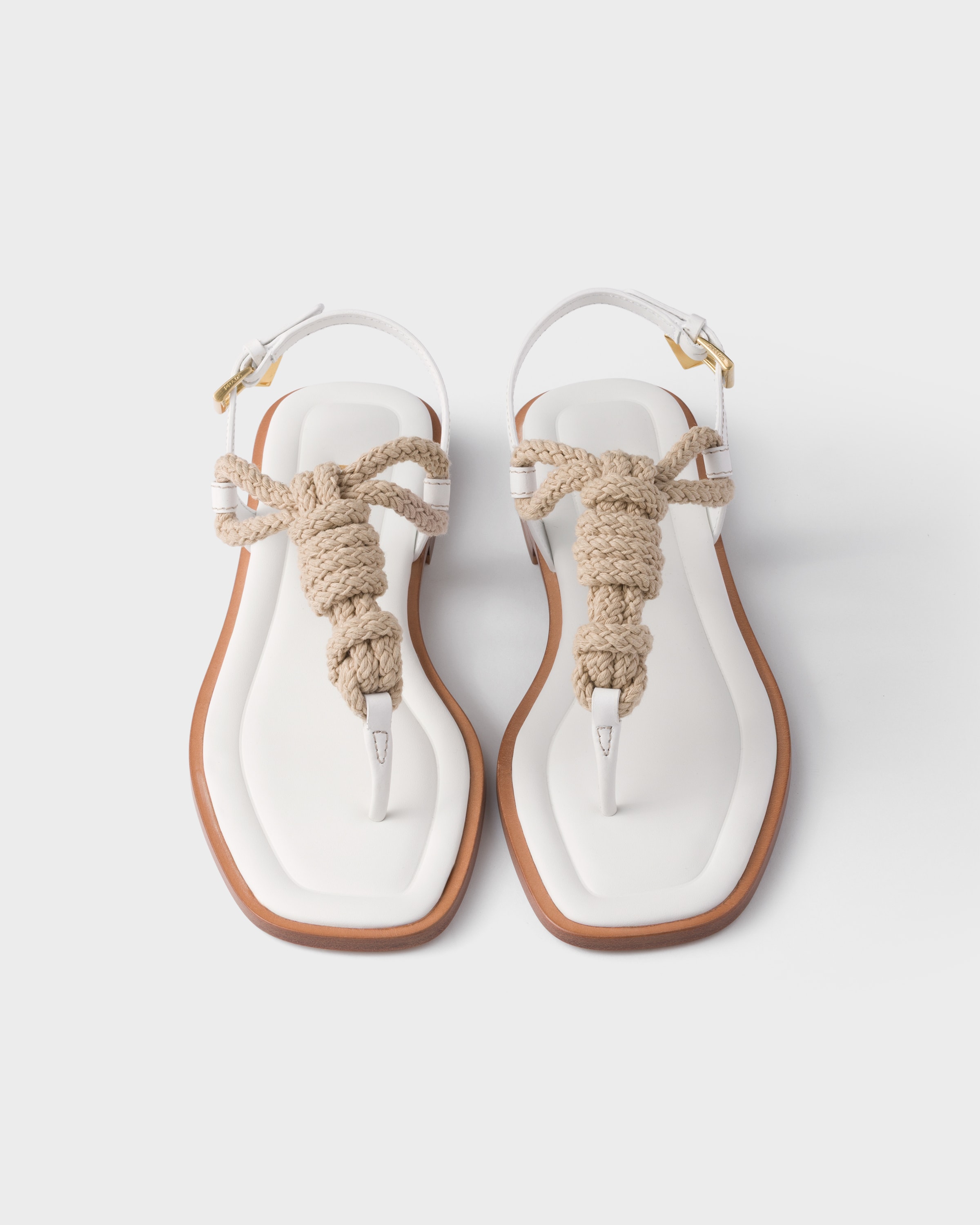Prada Leather And Cord Thong Sandals