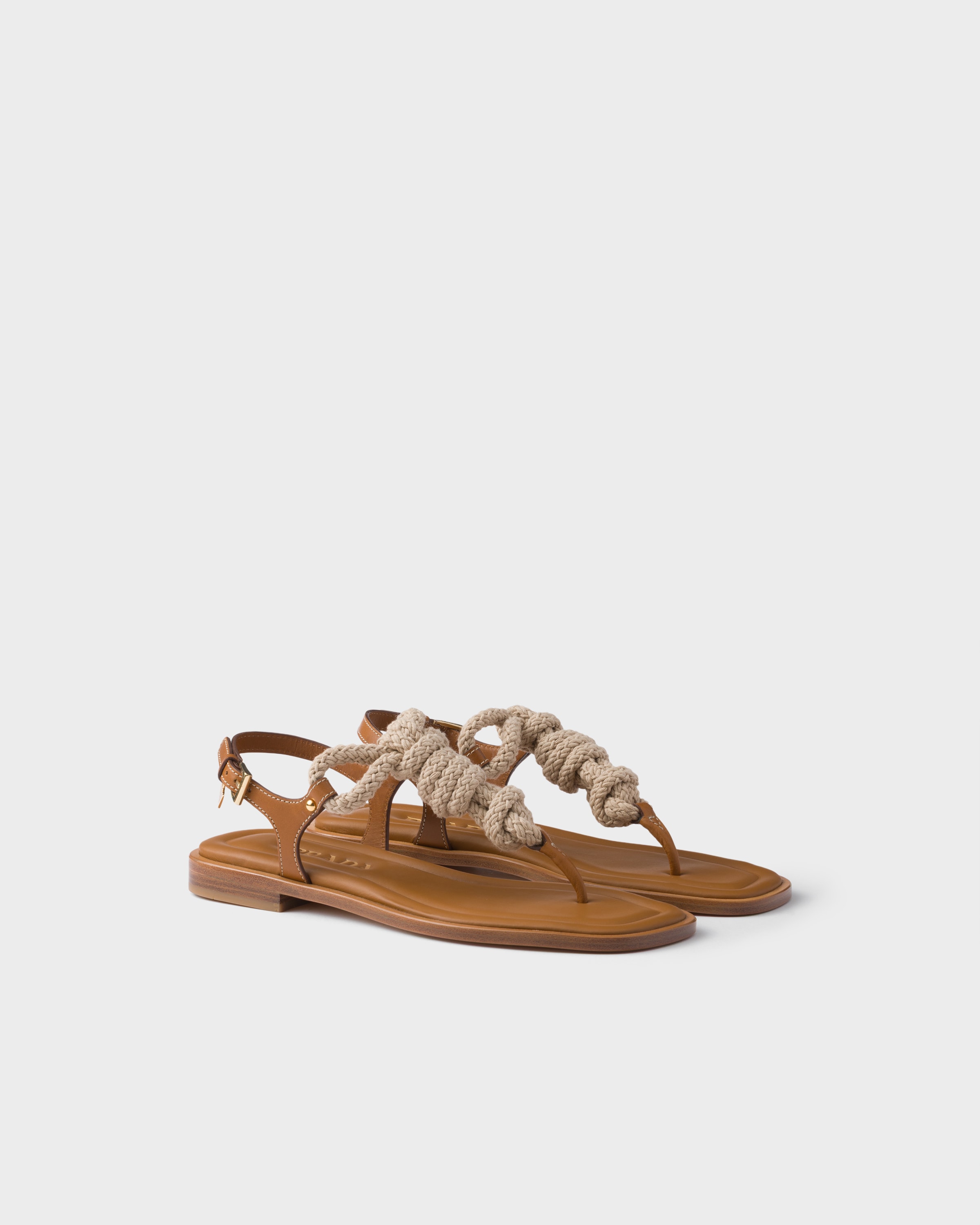 Prada Leather And Cord Thong Sandals