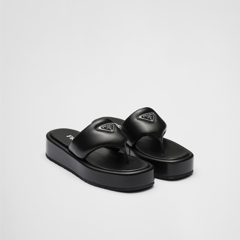 Prada Prada Soft padded nappa leather thong wedge sandals 1