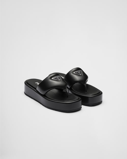 Prada Prada Soft padded nappa leather thong wedge sandals 1