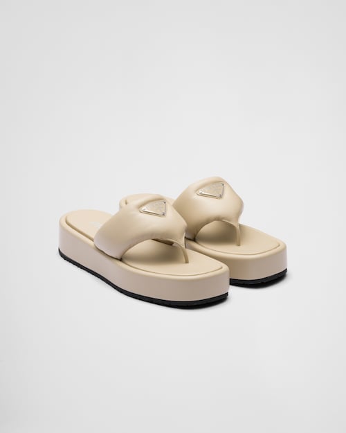 Prada Prada Soft padded nappa leather thong wedge sandals 1