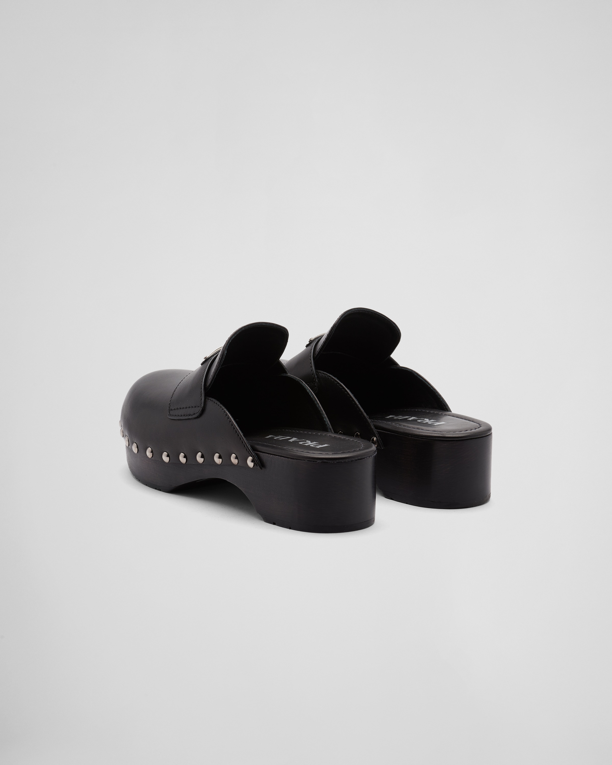 Vintage PRADA Black Suede Studded Grommet Mules With Leather 