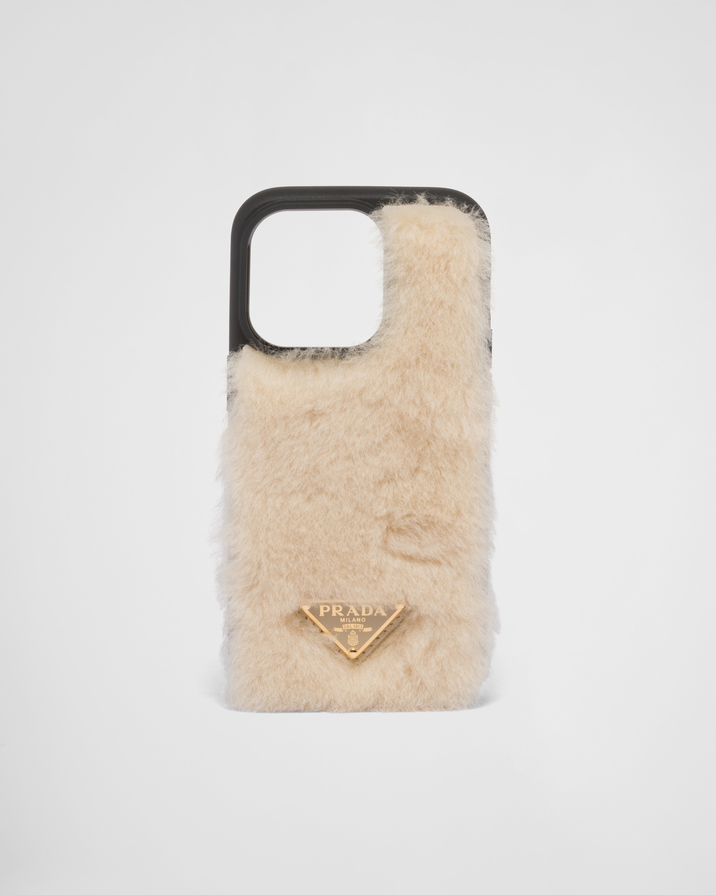 Ecru Shearling Cover For Iphone 14 Pro PRADA